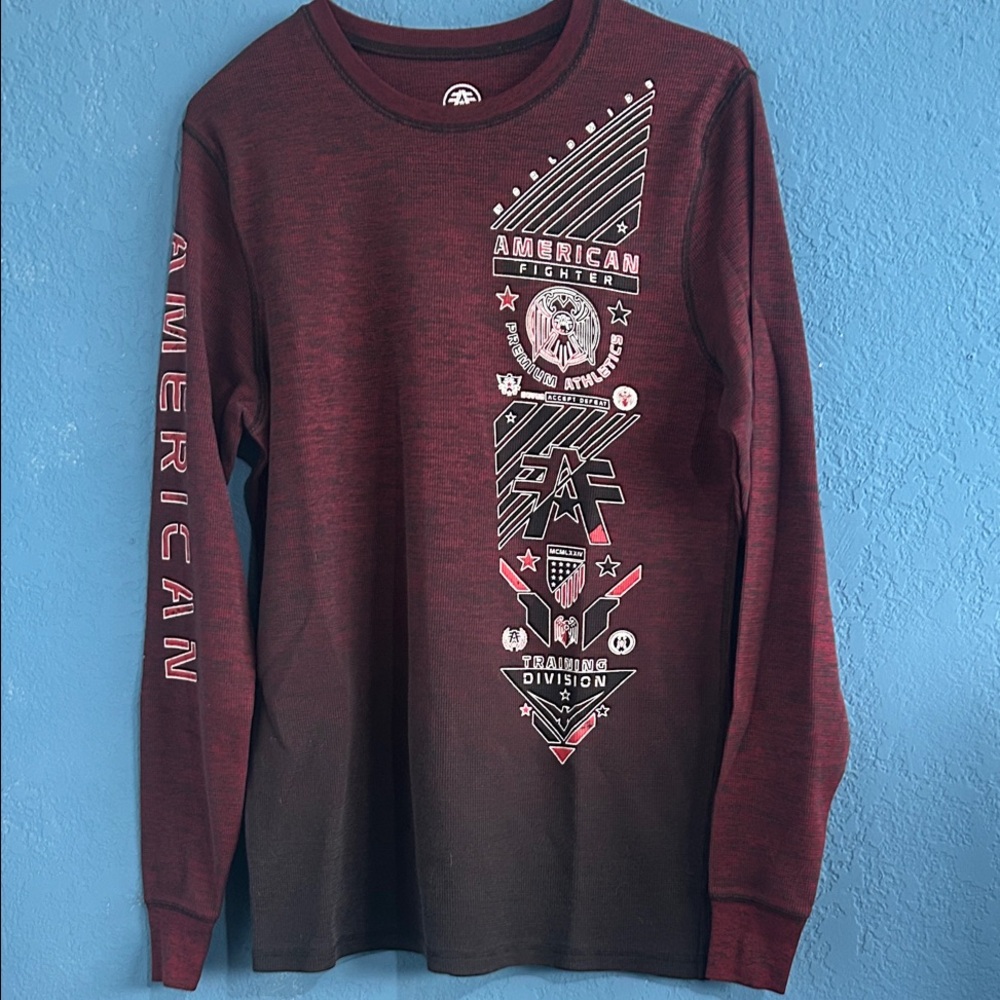 American Fighter Burgundy Graphic Long Sleeve